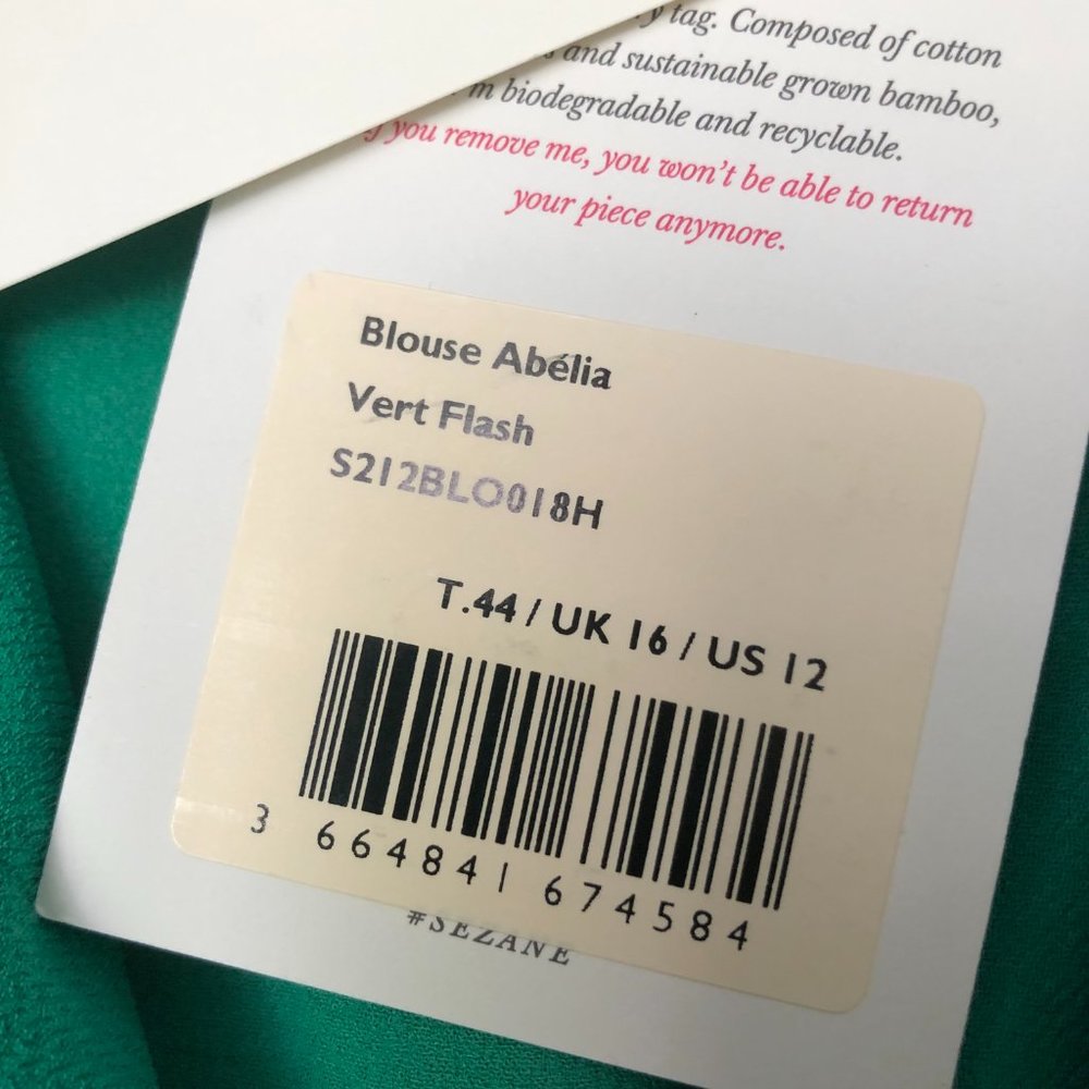 💚 NEW Sezane Abelia Blouse in Green Flash size US 12 / Euro 44 - Picture 9 of 10
